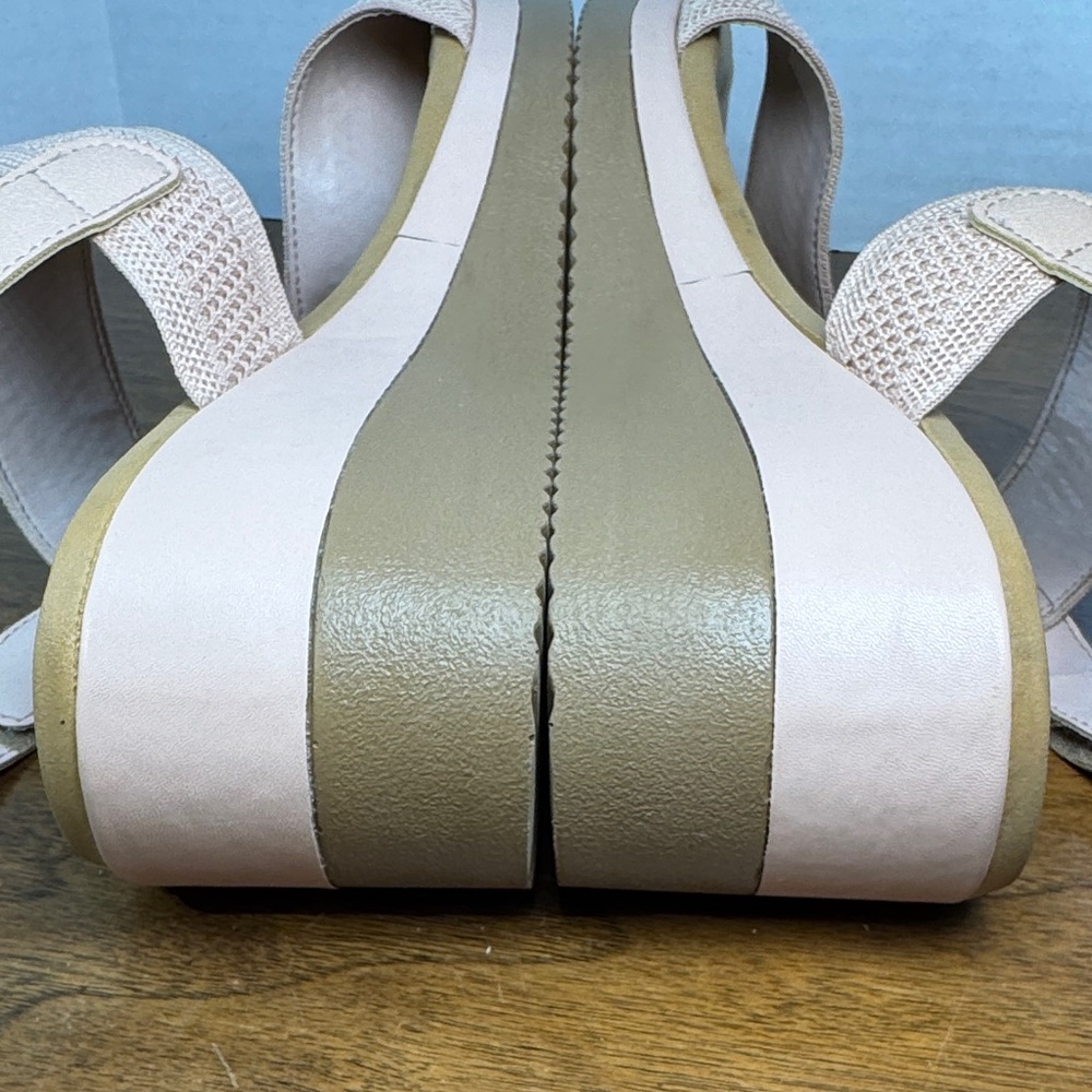 Malu Super Comfort Pink Wedge Sandals w/ Stretchy Woven Straps, US sz 10 - Picture 8 of 14